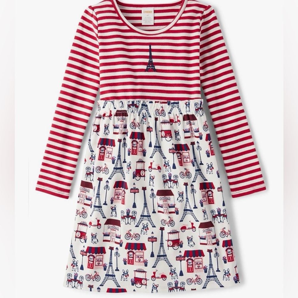 Gymboree Red & White Striped Eiffel Tower Long‎ Sleeve Top